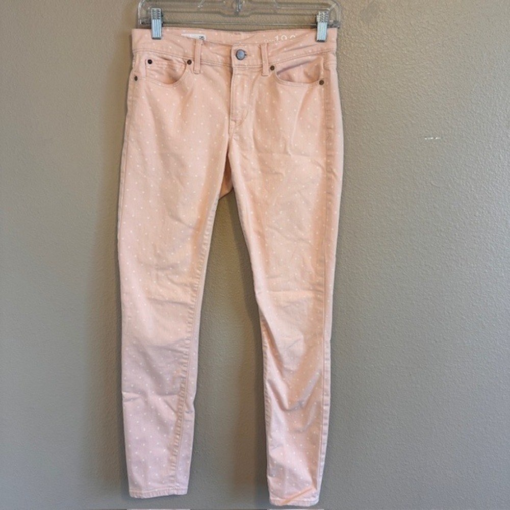 Gap 1969 Women's‎ Pale Peach White Polka Dot Legging Stretch Denim Jeans 25